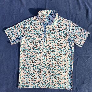 Deolax Men's Patterned Short Sleeve Golf Polo Shirt Size Medium